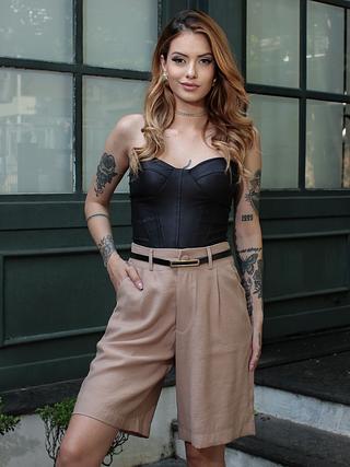 Bernuda de Marrant/ bermuda feminina com cinto vrao 2025